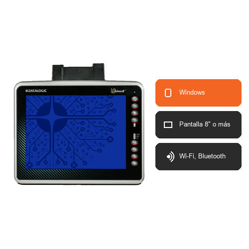 Características del terminal de mano Datalogic RHINO II 94R111225: Windows, Pantalla 8" o más, Wi-Fi, Bluetooth