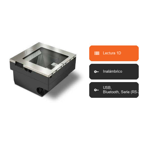 Características del lector de códigos de barras Datalogic MAGELLAN 3550HSI M3553-010210: Lectura 1D, Inalámbrico, USB, Bluetooth, Serie (RS-232) +1