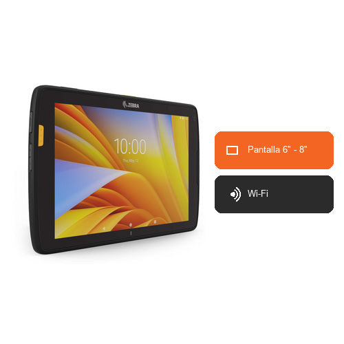 Características del terminal de mano Zebra ET40 ET40AA-001C2B0-A6: Pantalla 6" - 8", Wi-Fi