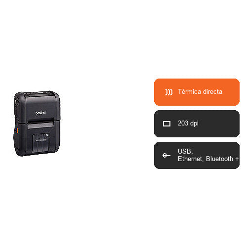 Características de la impresora de etiquetas Brother RJ-2140 RJ2140Z1: Térmica directa, 203 dpi, USB, Ethernet, Bluetooth +1