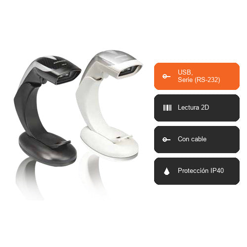 Características del lector de códigos de barras Datalogic HD3430 blanco HD3430-WH: USB, Serie (RS-232), Lectura 2D, Con cable, Protección IP40
