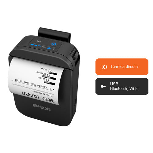 Características de la impresora de etiquetas Epson TM-P20II negro C31CJ99101: Térmica directa, USB, Bluetooth, Wi-Fi