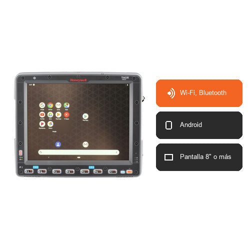 Características del terminal de mano Honeywell VM3A VM3A-L0N-1A1B20E: Wi-Fi, Bluetooth, Android, Pantalla 8" o más
