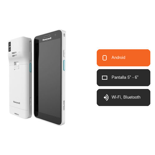 Características del terminal de mano Honeywell CT37 blanco CT37-X0N-57S10WG: Android, Pantalla 5" - 6", Wi-Fi, Bluetooth
