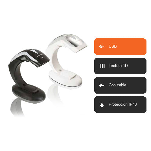 Características del lector de códigos de barras Datalogic HD3130 negro HD3130-BKK1B: USB, Lectura 1D, Con cable, Protección IP40