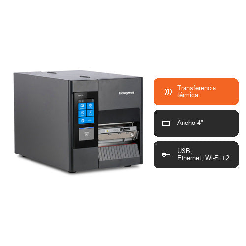 Características de la impresora de etiquetas Honeywell PD45S PD45S0CE010000200: Transferencia térmica, Ancho 4", USB, Ethernet, Wi-Fi +2