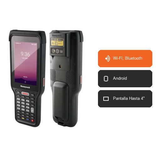 Características del terminal de mano Honeywell EDA61 EDA61K-0NUB34PEOK: Wi-Fi, Bluetooth, Android, Pantalla Hasta 4"