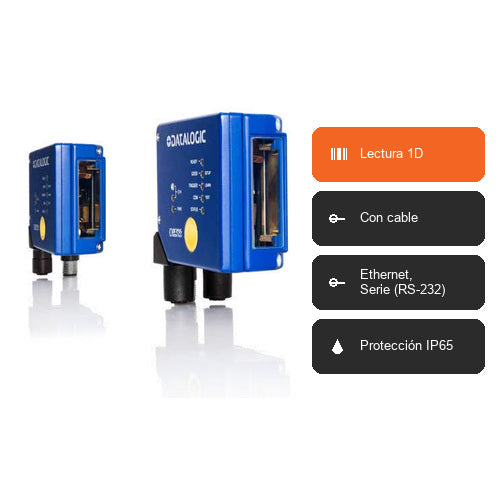 Características del lector de códigos de barras Datalogic DS2400N 930181481: Lectura 1D, Con cable, Ethernet, Serie (RS-232), Protección IP65