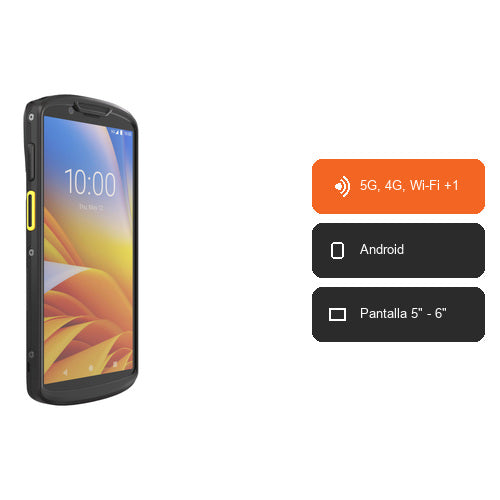 Características del terminal de mano Zebra TC58 TC58BE-3T1K6B1A80-A6: 5G, 4G, Wi-Fi +1, Android, Pantalla 5" - 6"