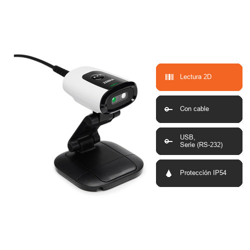 Características del lector de códigos de barras Zebra DS5502 DS5502-SR40004ZZWW: Lectura 2D, Con cable, USB, Serie (RS-232), Protección IP54