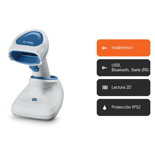 Características del lector de códigos de barras Zebra DS8178 DS8178-HCBU210FP5W: Inalámbrico, USB, Bluetooth, Serie (RS-232), Lectura 2D, Protección IP52