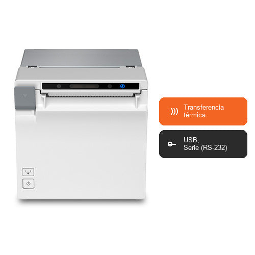 Características de la impresora de etiquetas Epson EU-M30 blanco C31CK01001: Transferencia térmica, USB, Serie (RS-232)