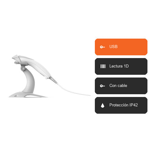 Características del lector de códigos de barras Honeywell VOYAGER XP blanco 1400GSR-1USB-1E: USB, Lectura 1D, Con cable, Protección IP42