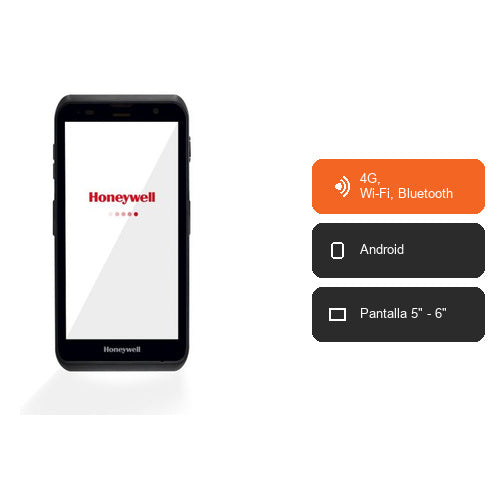 Características del terminal de mano Honeywell EDA52 EDA52-11AE64N21RK: 4G, Wi-Fi, Bluetooth, Android, Pantalla 5" - 6"