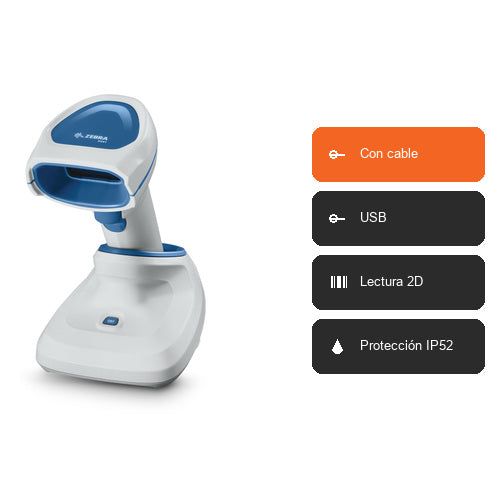 Características del lector de códigos de barras Zebra DS8178 DS8178-HCBU210SS5W: Con cable, USB, Lectura 2D, Protección IP52
