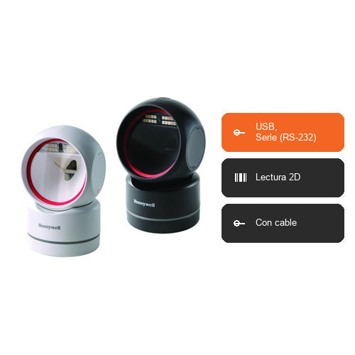 Características del lector de códigos de barras Honeywell HF680 negro HF680-R1-2USB-EU: USB, Serie (RS-232), Lectura 2D, Con cable