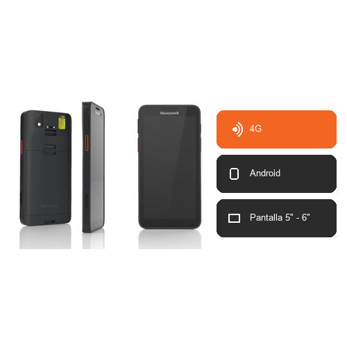Características del terminal de mano Honeywell CT30 CT30P-L1N-37D1EDG: 4G, Android, Pantalla 5" - 6"