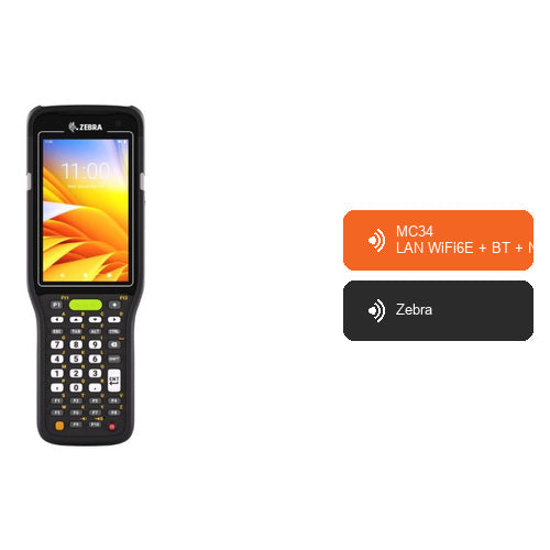 Características de Zebra MC34 LAN WiFi6E + BT + NFC 4 pulgadas vibración GMS SE4770, 6/64GB, teclado 29 MC3401-0S1J52SS-A6: MC34 LAN WiFi6E + BT + NFC, Zebra