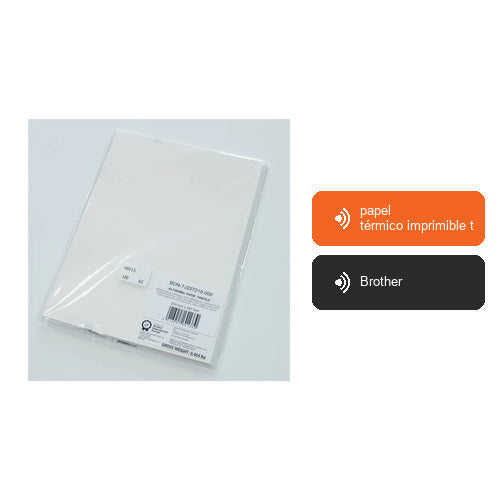 Características de Brother papel térmico imprimible tipo impreso en abanico A4 100 hojas BDN7J297210000: papel térmico imprimible t, Brother