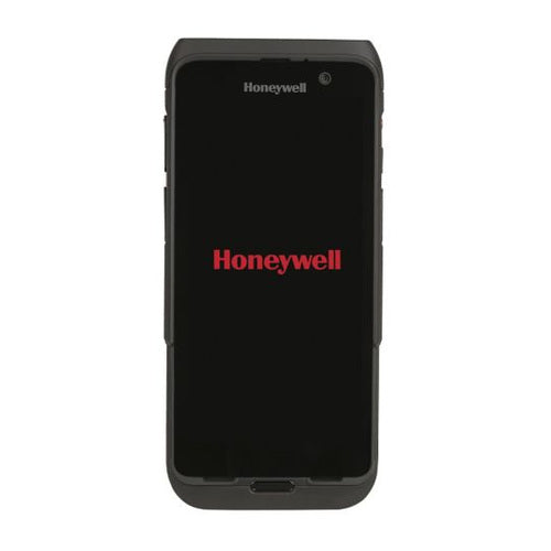 Detalle del terminal de mano Honeywell CT47 negro con su zona de trabajo
