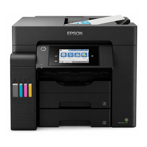 Detalle de la impresora de etiquetas Epson ET-5805 con su zona de trabajo
