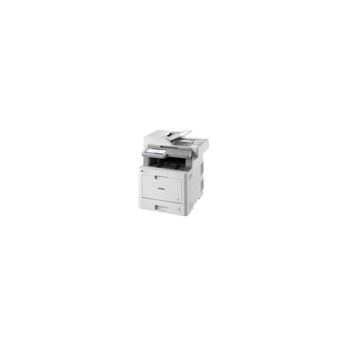 Detalle de la impresora de etiquetas Brother MFC-L9570CDW con su zona de trabajo
