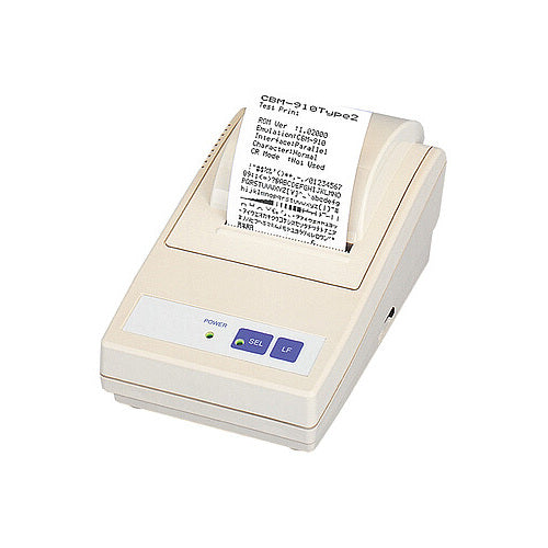 Detalle de la impresora de etiquetas Citizen CBM-910 con su zona de trabajo