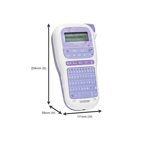 Brother P-Touch H200 vista lateral con dimensiones