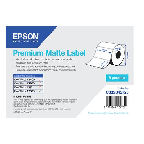 Vista lateral etiquetas troqueladas Epson 76×51mm C33S045725