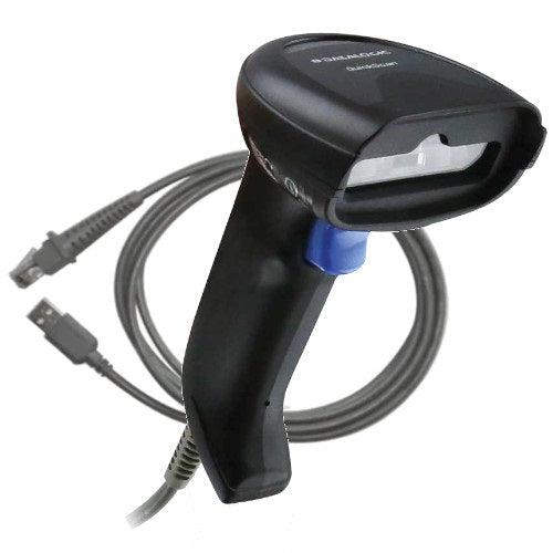 Escáner Datalogic QuickScan I QD2220-BKK1 vista frontal con cable USB incluido SKU QD2220-BKK1 PROJIT España