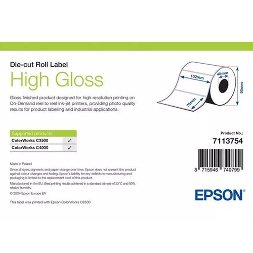 Etiqueta Epson brillo alto troquelada para identificación de productos y logística SKU 7113754 projit.es