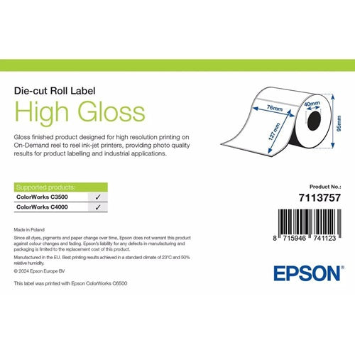 Etiqueta Epson High Gloss 76x127 mm para impresión profesional de productos SKU 7113757 projit.es
