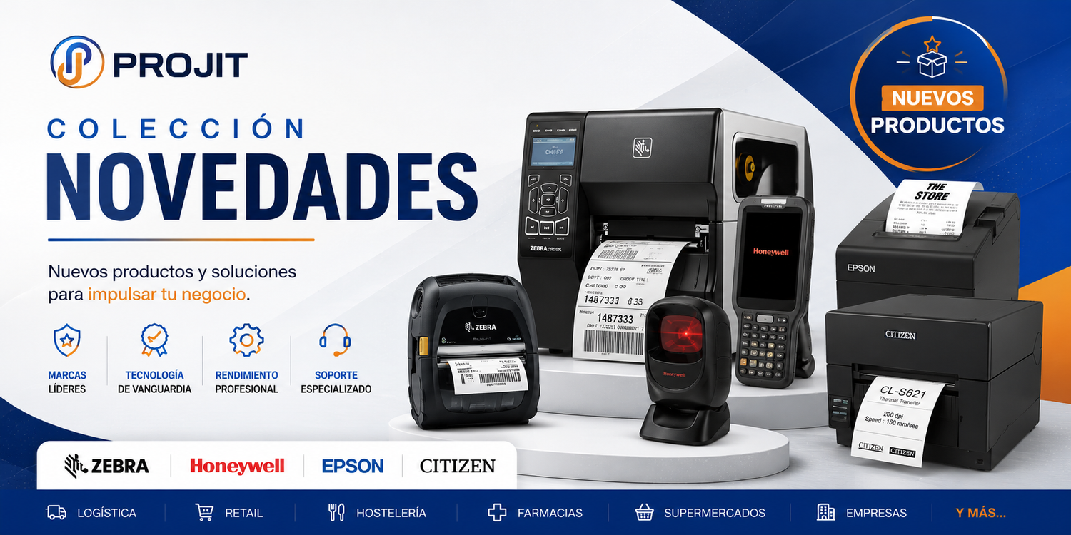 Imagen promocional de nuevos equipos para etiquetado, captura de datos y movilidad industrial con tecnología Zebra, Epson y Honeywell projit.es