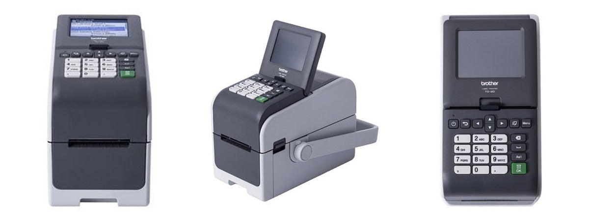 Imagen de la familia Brother TD-2320DSA con sus equipos