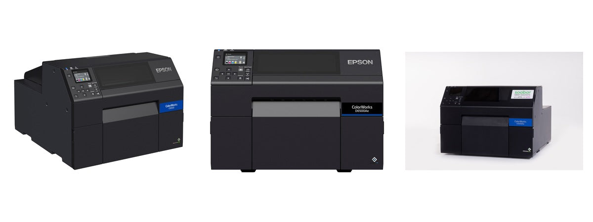Imagen de la familia Epson ColorWorks C6500AE con sus equipos