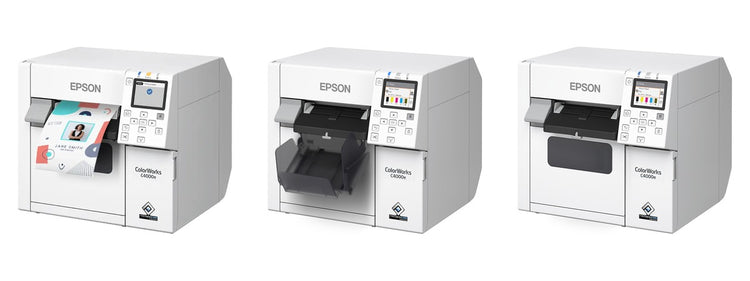 Imagen de la familia Epson ColorWorks CW-C4000E con sus equipos