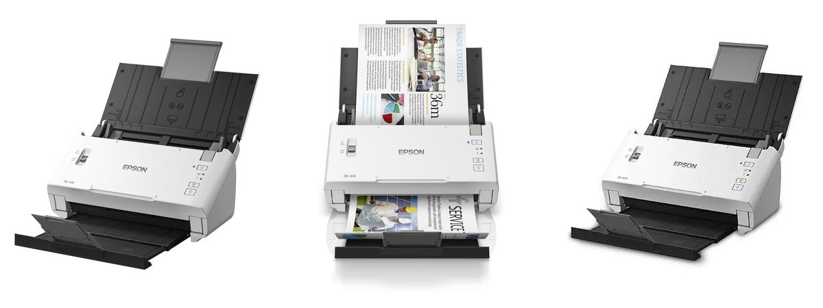 Imagen de la familia Epson WorkForce DS-410 con sus equipos