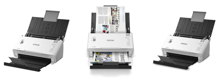 Imagen de la familia Epson WorkForce DS-410 con sus equipos