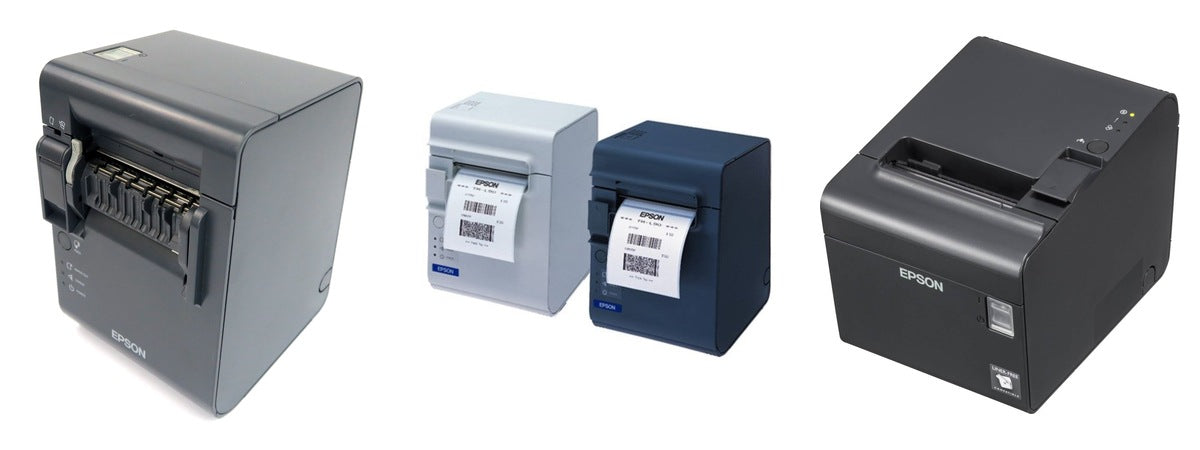 Imagen de la familia Epson TM-L90LF con sus equipos