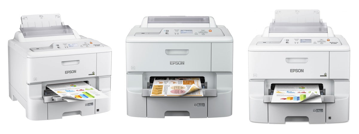 Imagen de la familia Epson WorkForce Pro WF-6090 con sus equipos
