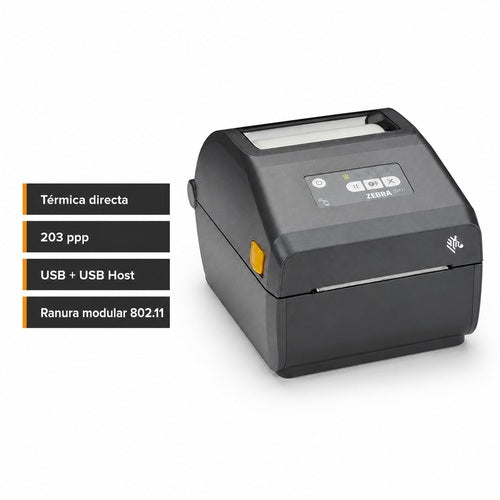 Impresora Zebra ZD421 ZD4A042-D0EX02EZ térmica directa de 203 ppp con USB Host y ranura modular 802.11