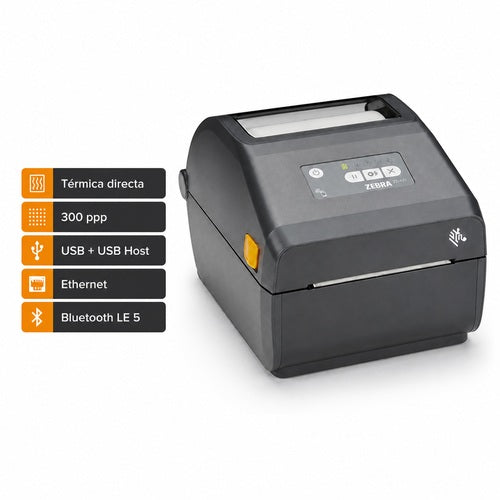 Impresora Zebra ZD421 ZD4A043-D0EE00EZ térmica directa de 300 ppp con USB Host, Ethernet y Bluetooth LE 5