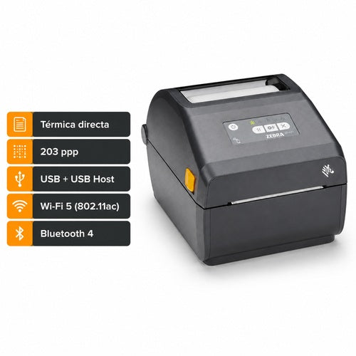 Impresora Zebra ZD421 ZD4A042-D0EW02EZ térmica directa de 203 ppp con USB Host, Wi-Fi 5 y Bluetooth 4