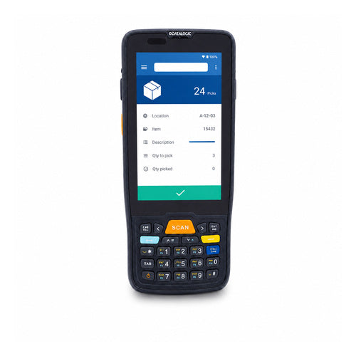 Terminal de mano Datalogic MEMOR K 946000001 en uso sobre fondo blanco
