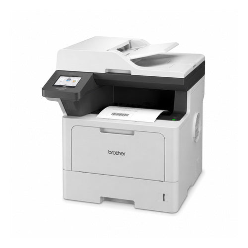 Impresora de etiquetas Brother MFC-L5710DN MFCL5710DNRE1 en uso sobre fondo blanco