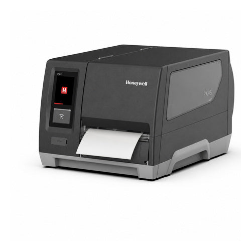 Impresora de etiquetas Honeywell PM65A PM65A1000EU30202 en uso sobre fondo blanco