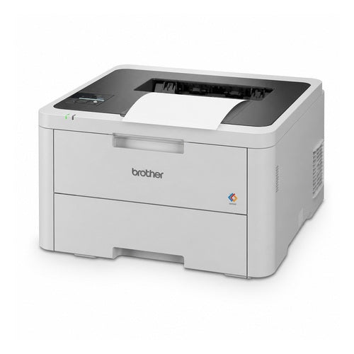 Impresora de etiquetas Brother HL-L3240CDWRE1 HLL3240CDWRE1 en uso sobre fondo blanco