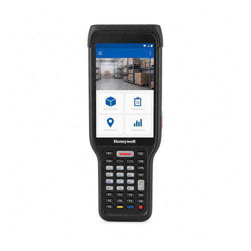 Terminal de mano Honeywell EDA61 EDA61K-1NUB34PEOK en uso sobre fondo blanco