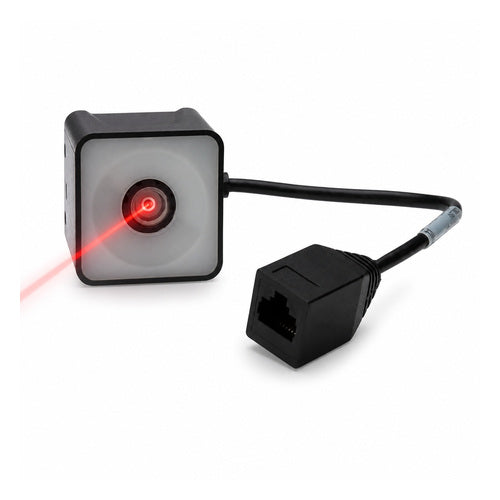 Lector de códigos de barras Honeywell HF520 HF520-R1-0USB en uso sobre fondo blanco