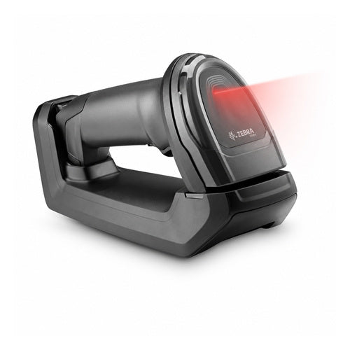 Lector de códigos de barras Zebra DS8178 negro DS8178-SR7U2100SFW en uso sobre fondo blanco